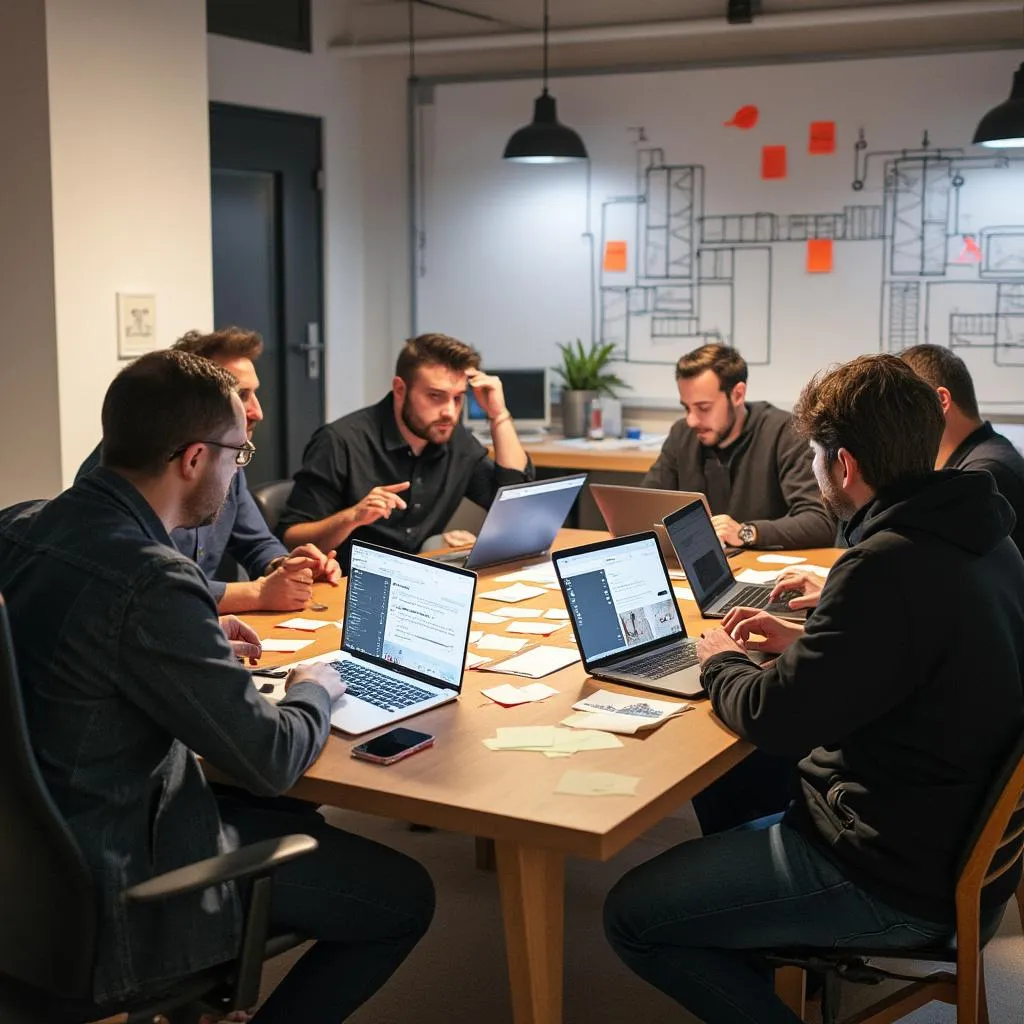 Sesión de lluvia de ideas del equipo de desarrollo de FinAI France